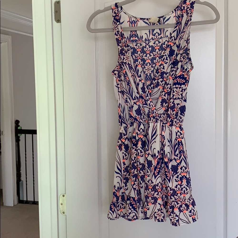 Blue / Peach / White floral romper